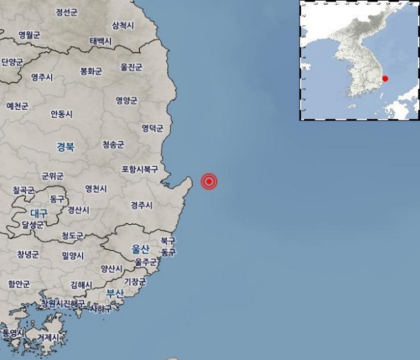 17일 오전 10시 52분께 경북 포항시 인근 해역에서 2.4 규모의 지진이 발생했다. (사진=기상청 제공)