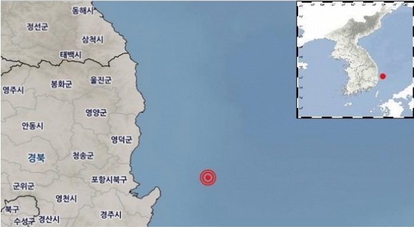 지난 10일 낮 12시 53분 38초께 경북 포항시 북구 동북동쪽 50㎞ 해역에서 규모 4.1의 지진이 발생했다.(사진=기상청 제공)