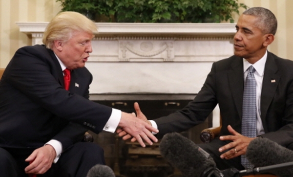 트럼프 대통령과 오바마 전 대통령. 지난 2016년 미 대선 직후 이들은 정권 인수인계를 위해 처음 만났다. (사진=AP/뉴시스)