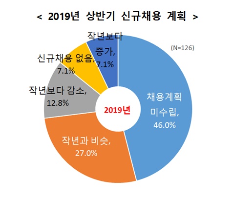 2019년 상반기 신규채용 계획 (자료=한국경제연구원)