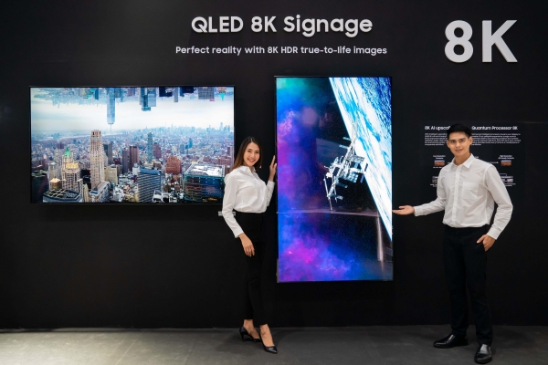 삼성전자는 지난 17일까지 태국 방콕에서 개최되는 디스플레이 전문 전시회 '동남아 인포콤 2019'에 참가해 퀀텀닷 소재 기술과 8K 고해상도를 접목해 최고의 화질을 구현한 상업용 ‘QLED 8K 사이니지’를 선보였다. (사진=삼성전자)