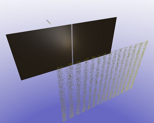 양자의 중첩(Superposition) 성질을 보여주는 전자 이중 슬릿 실험. 양자정보처리 단위인 큐비트는 관찰 전에는 0 또는 1의 중첩 상태의 선형결합을 형성한다(자료=Wikimedia Commons)