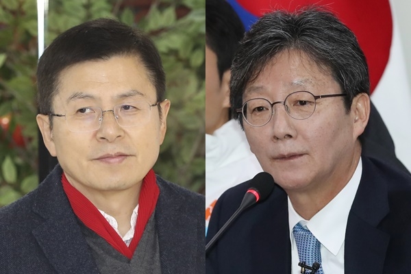 황교안 자유한국당 대표(왼쪽)와 유승민 새로운보수당 의원. (사진=뉴시스)