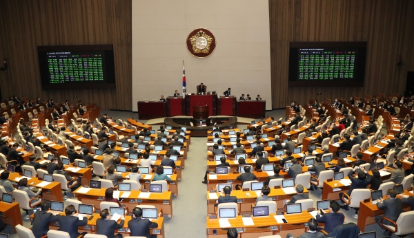 17일 서울 여의도 국회에서 열린 본회의에서 2020년도 제1회 추가경정예산안이 투표가 진행되고 있다. (사진=뉴시스)