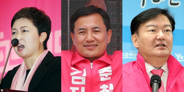 오른쪽부터 민경욱, 김진태, 이언주 의원. (사진=뉴시스)