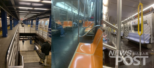 사람이 거의 없는 뉴욕의 지하철. (사진=박미애씨 제공)