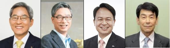 (왼쪽부터) 윤종규 KB금융지주 회장, 허인 KB국민은행장, 진옥동 신한은행장, 이동걸 KDB산업은행 회장. (사진=각 사)