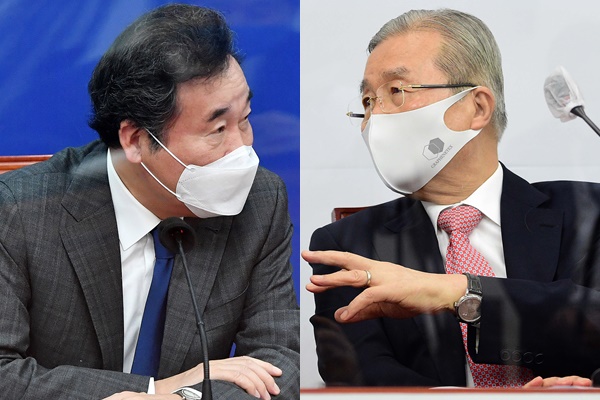 이낙연 민주당 대표(왼쪽), 김종인 국민의힘 비상대책위원장. (사진=뉴시스)