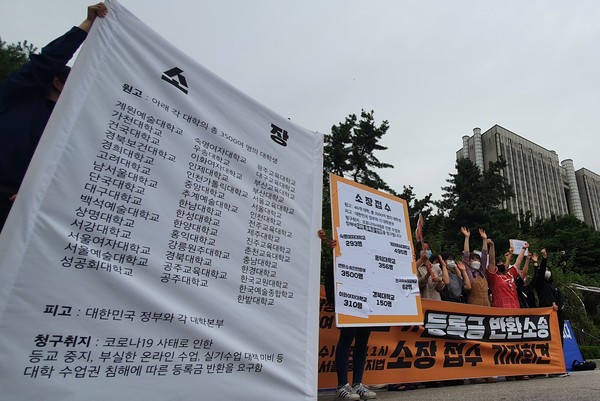 대학등록금 반환 소송에 나선 전국 대학생들. (사진=전국대학학생회네트워크 제공)