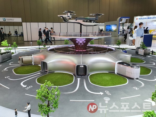정의선 현대차그룹 회장이 밝힌 UAM, PBV 기반 미래 모빌리티 비전 모형도. (사진=뉴스포스트 이상진 기자)