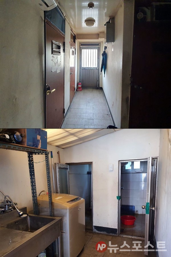 권수길 씨가 거주하는 쪽방촌 내부 모습. 권 씨는 내부에 공용 화장실이 있는 가장 깨끗한 방 중 하나라고 소개했다. (사진=뉴스포스트 이해리 기자)