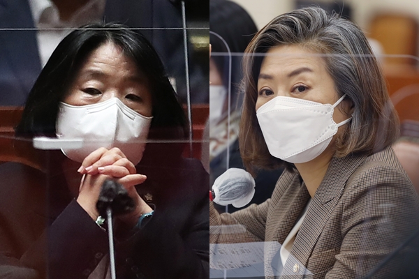 윤미향 의원(왼쪽)과 양이원영 의원. (사진=뉴시스)