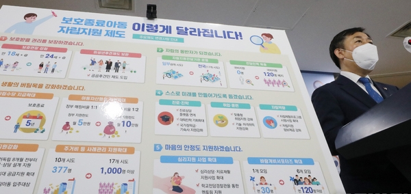 13일 양성일 보건복지부차관이 이날 오전 서울 종로구 정부서울청사에서 보호종료아동 지원강화 방안관련 브리핑을 하고 있다. (사진=뉴시스)