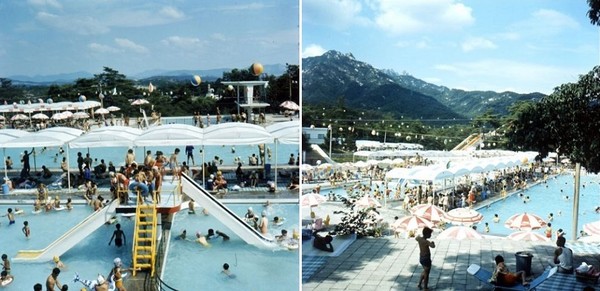 그린파크 수영장 전경(1973). 그린파크는 최신식 시설을 갖춘 대형 수영장이었다. (출처: 국가기록원)
