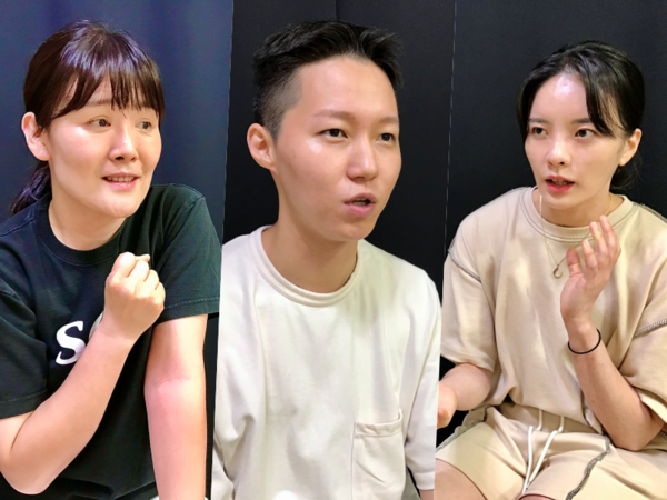 왼쪽부터 김연진(45) 배우, 김준영(27) 배우, 김지원(26) 배우. (사진=-뉴스포스트 이상진 기자)