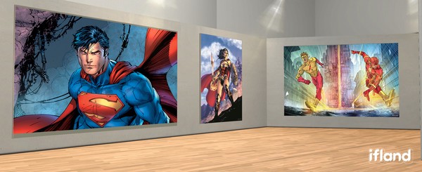 이프랜드에서 6일부터 열린 DC코믹스의 저스티스 리그 메타버스 전시회. (사진=SK텔레콤 제공)