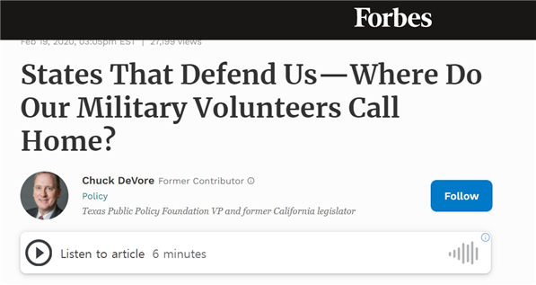 미군의 중산층 비율이 높아지고 있다고 보도한 포브스. (자료=Forbes)