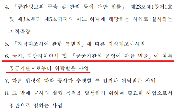 LX공사의 민간업역 침해 논란이 일어나고 있는 LX공사법안의 제6조. (자료=한국국토정보공사법안 갈무리) 