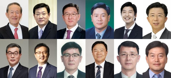(왼쪽 위부터 시계방향으로) 허창수 회장, 허태수 회장, 허용수 대표이사, 허연수 대표이사, 허세홍 대표이사, 임병용 대표이사, 홍순기 대표이사, 김석환 대표이사, 조효제 대표이사, 정찬수 대표이사, 엄관석 대표이사, 김호성 대표이사. (사진=각사 제공)