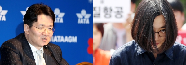 (왼쪽부터) 조원태 회장, 조현아 전 부사장. KCGI는 지난 2020년 주총에서 조현아 전 부사장과 함께 조원태 회장 측과 표 대결을 한 바 있다. (사진=뉴스포스트DB)