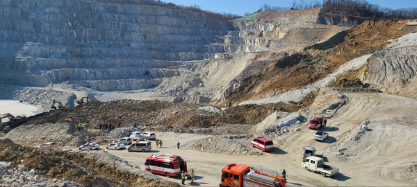 지난 1월 29일 경기도 양주시에 있는 삼표산업 채석장이 무너졌다. (사진=뉴시스 제공)