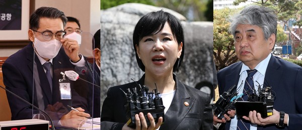 왼쪽부터 김정렬 LX공사 사장, 전현희 국민권익위원장, 한상혁 방송통신위원장. (사진=뉴시스)