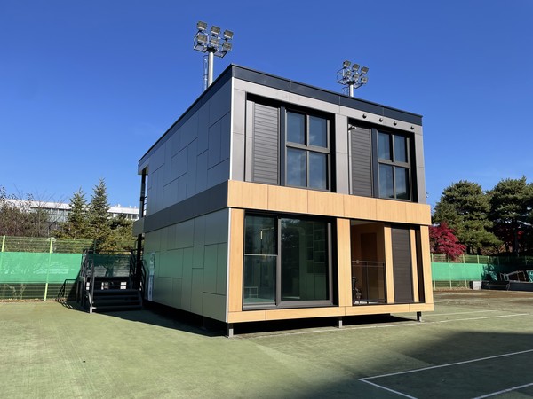 허윤홍 GS건설 사장은 모듈러 산업 등 신사업 부문에 드라이브를 걸고 있다. GS건설이 용인기술연구소에 설치 완료한 철골모듈러 목업(Mock-up) 외부 전경 . (사진=GS건설)