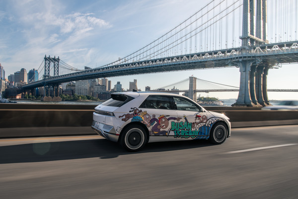부산엑스포를 알리는 현대차그룹 아트카 차량이 미국 뉴욕 주요 지역을 순회하며 부산을 알리고 있다. (사진=현대자동차그룹)