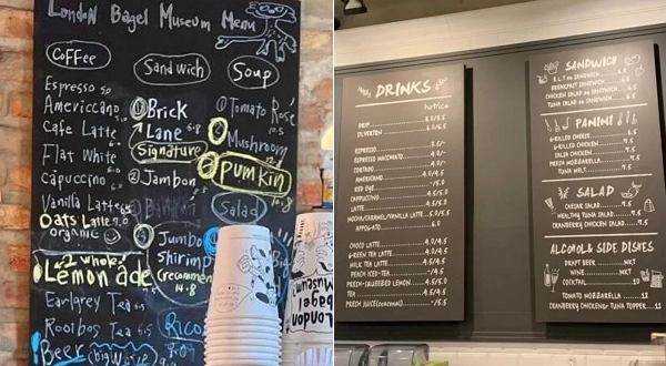 한글 대신 외국어가 가득한 음식점 메뉴판들. (사진=온라인 커뮤니티 갈무리)