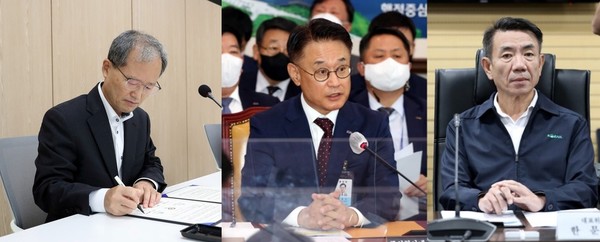 왼쪽부터 김한영 국가철도공단 이사장, 이종국 SR 사장, 한문희 한국철도공사 사장. (사진=뉴스포스트DB)