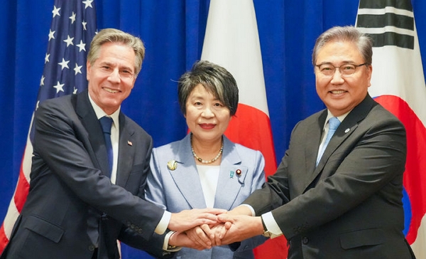 토니 블링컨 미국 국무장관과 가미카와 요코 일본 외무대신, 박진 외교부 장관. (사진=외교부 제공)