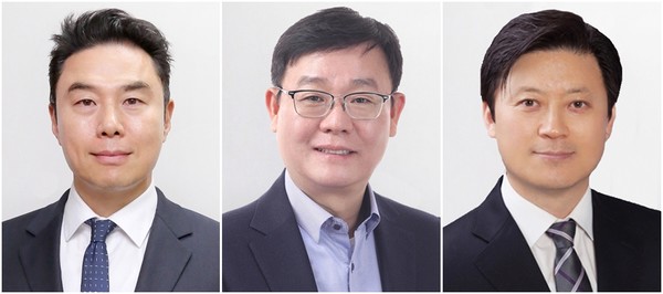 (왼쪽부터) 정지영 정지영 현대백화점 대표이사 사장, 한광영 현대홈쇼핑 대표이사 부사장, 정백재 현대L&C 대표이사 전무(사진=현대백화점그룹 제공)