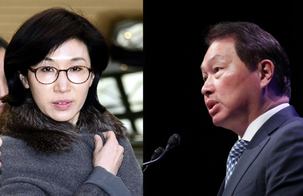 최태원 SK 회장(오른쪽)과 노소영 아트센터나비 관장. (사진=뉴시스)