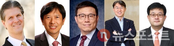 SK수펙스위원회가 발표한 2025년도 SK그룹 임원인사. (왼쪽부터) 폴 딜레이니 부사장·안현 SK하이닉스 CDO(개발총괄)·김필석 SK이노베이션 CTO(겸 환경과학기술원장)·피승호 SK온 제조총괄·손현호 SK 디스커버리 대표이사 사장. (사진=SK수펙스위원회)