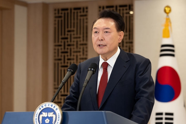 12일 윤석열 대통령이 서울 용산 대통령실 청사에서 대국민 담화를 하고 있다. (사진=대통령실 제공)