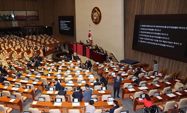 지난해 9월 26일 서울 여의도 국회에서 열린 본회의에서 '노란봉투법'(노동조합·노동관계조정법 개정안) 등에 대한 재표결이 진행되고 있다. (사진=뉴시스)