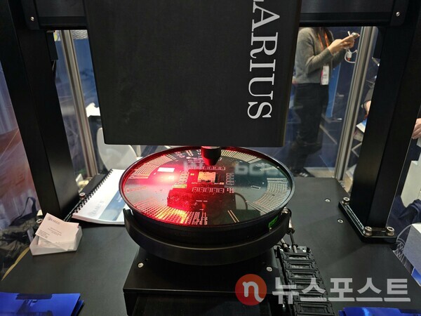 프로브카드 자동 검사 시스템(PCI)을 만드는 국내 업체 '마르포스(Marposs)'의 부스. (사진=뉴스포스트 최종원 기자)