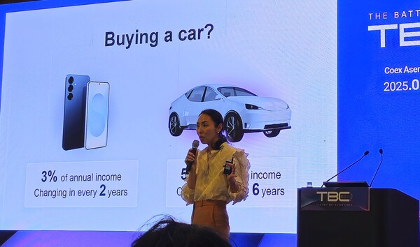 '인터배터리 2025' 더배터리컨퍼런스에서 곽현영 삼성SDI 상무가 발표하고 있다. (사진=뉴스포스트 최종원 기자)