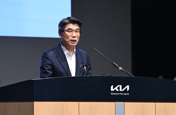 3월 14일 서울 서초구 엘타워에서 진행된 제81기 정기 주주총회에서 기아 송호성 사장이 개회선언을 하고 있다. (사진=KIA)
