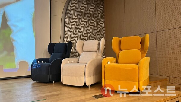 바디프랜드의 새로운 브랜드 '파밀레' 론칭 현장에 마련된 신제품 (사진=뉴스포스트 최문수 기자)